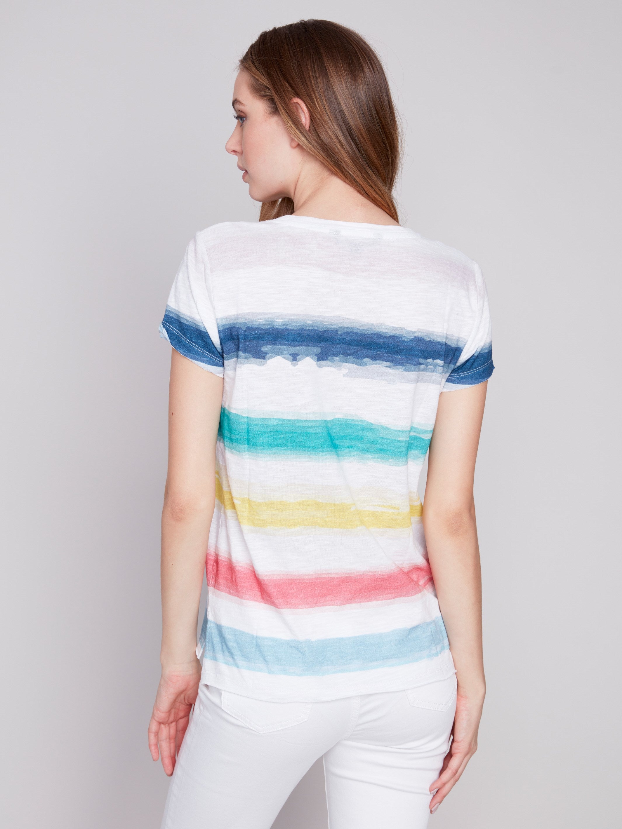 Organic Cotton Slub Knit T-Shirt - Stripes - Charlie B Collection Canada - Image 2