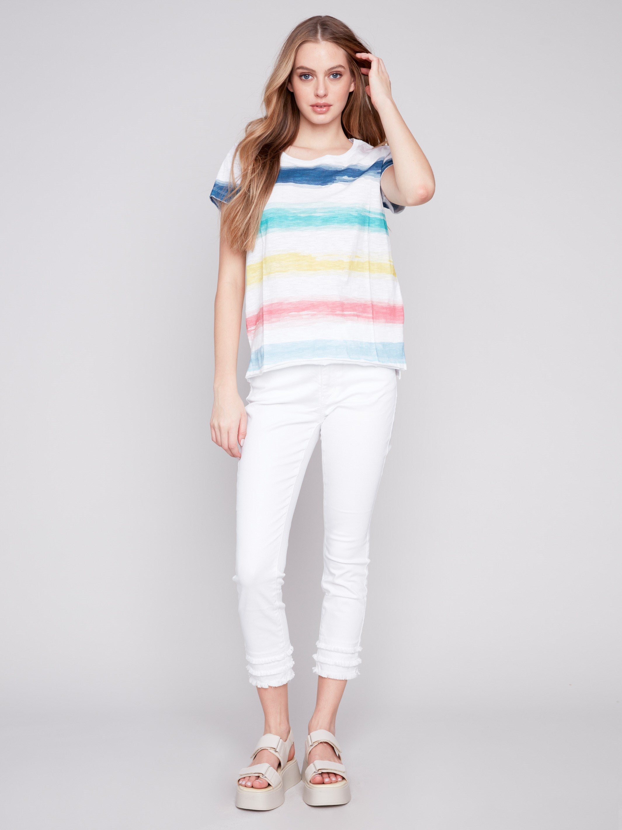 Organic Cotton Slub Knit T-Shirt - Stripes - Charlie B Collection Canada - Image 4