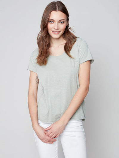 Organic Cotton T-Shirt - Celadon - C1310 Charlie B Collection Canada