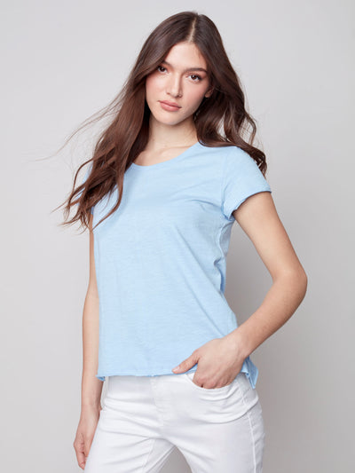 Organic Cotton T-Shirt - Cerulean Blue - C1310 Charlie B Collection Canada