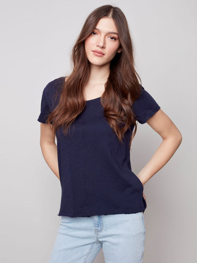 Organic Cotton T-Shirt - Marine Navy Blue - C1310 Charlie B Collection Canada