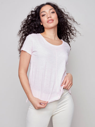 Organic Cotton T-Shirt - Peony Pink - C1310 Charlie B Collection Canada