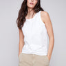 Organic Cotton Tank Top With Knot Detail - White - Charlie B Collection Canada - Image 1