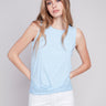 Organic Cotton Tank Top With Knot Detail - Sky - Charlie B Collection Canada - Image 1