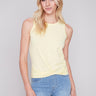 Organic Cotton Tank Top With Knot Detail - Lemon - Charlie B Collection Canada - Image 1