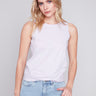 Organic Cotton Tank Top With Knot Detail - Lavender - Charlie B Collection Canada - Image 1