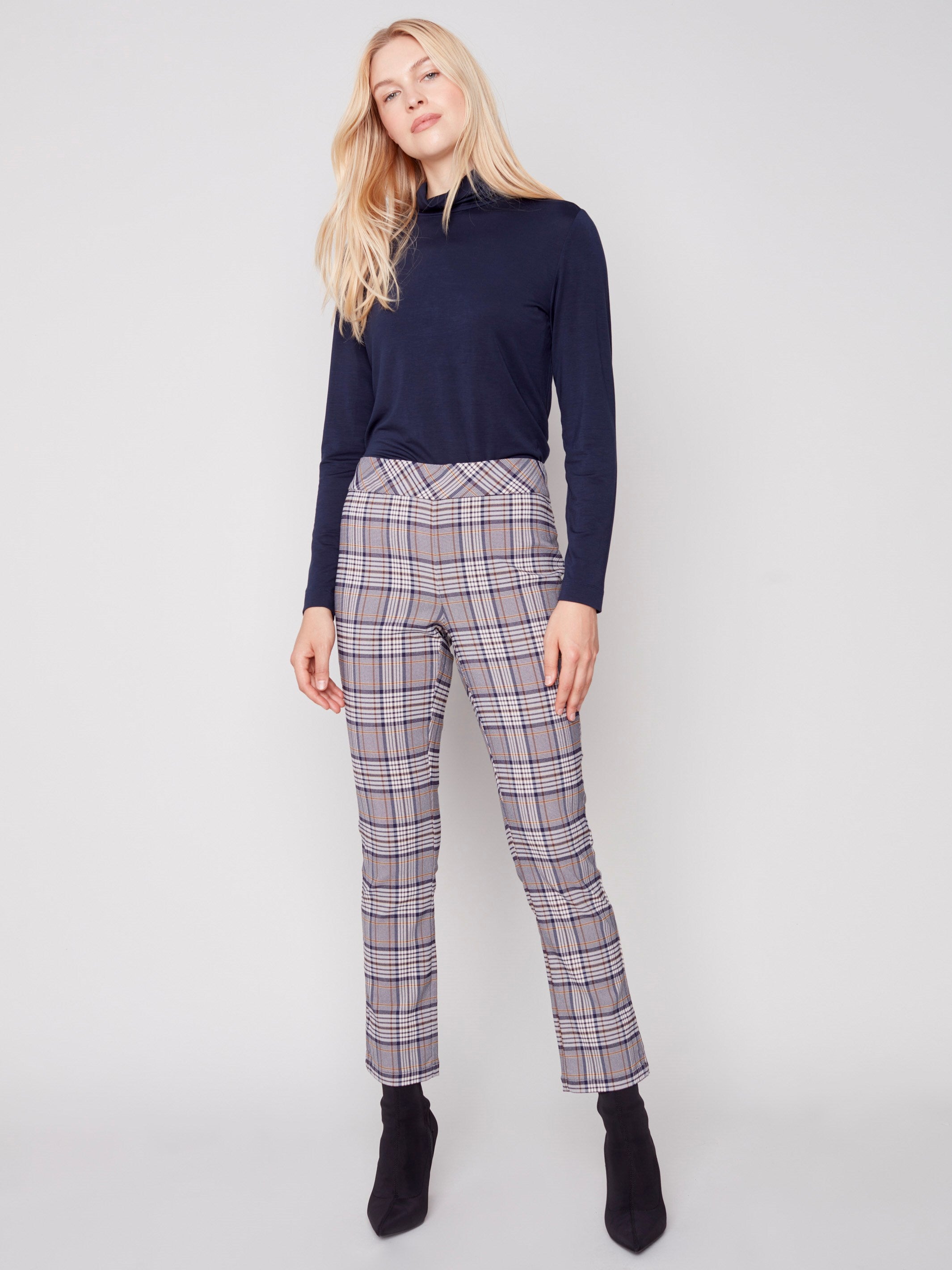 Plaid pull on sale on pants