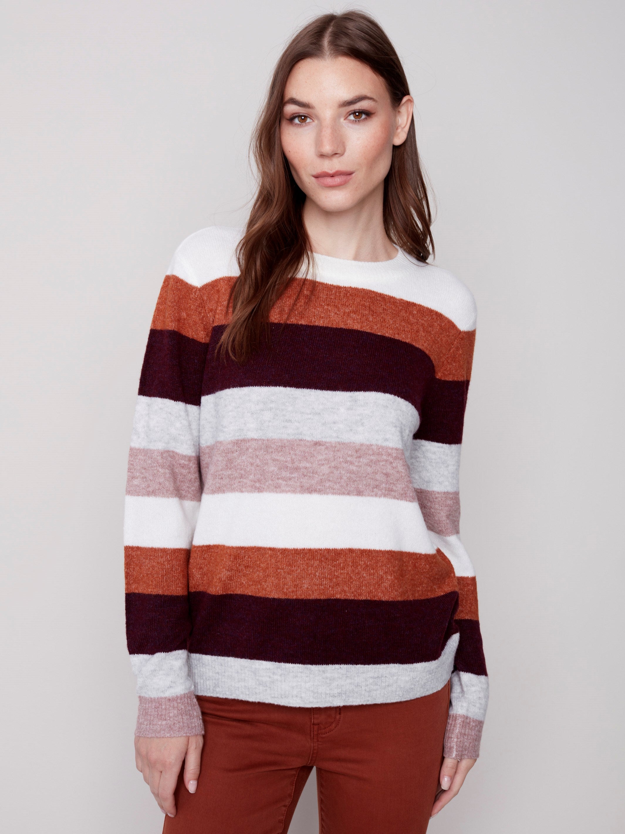 Plush Striped Sweater - Powder