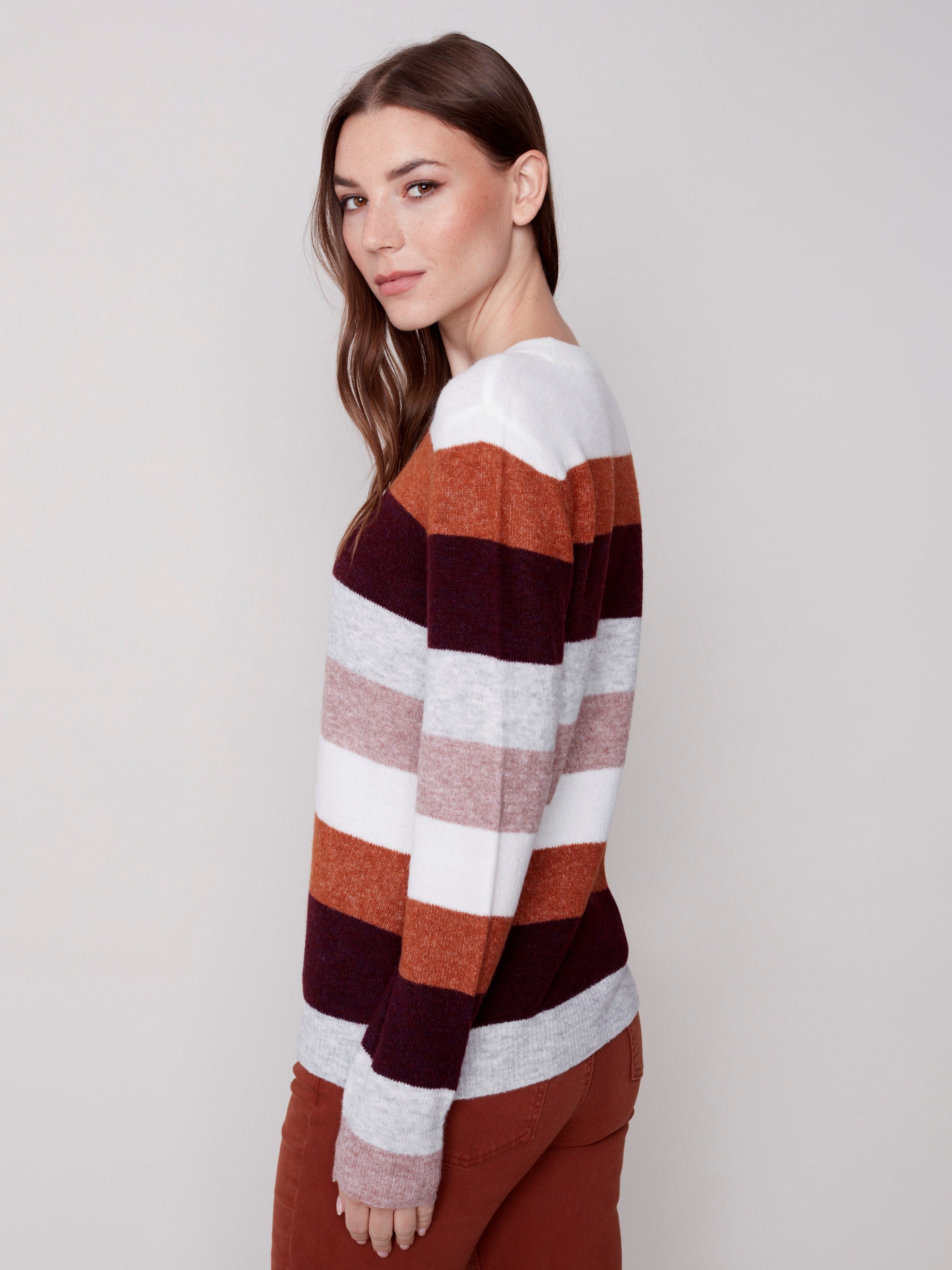 Plush Striped Sweater - Powder
