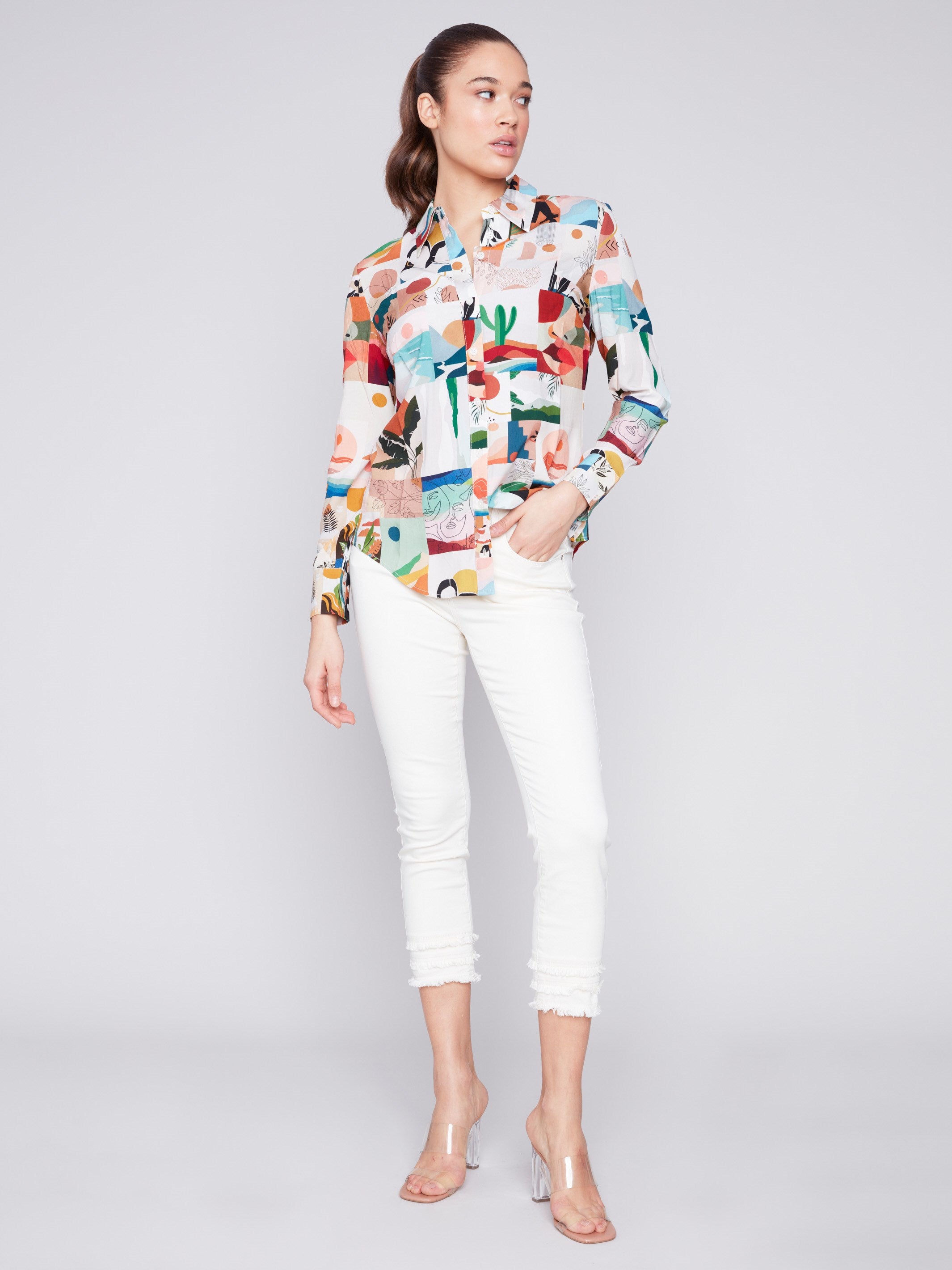 Printed Button-Up Shirt - Story - Charlie B Collection Canada - Image 3