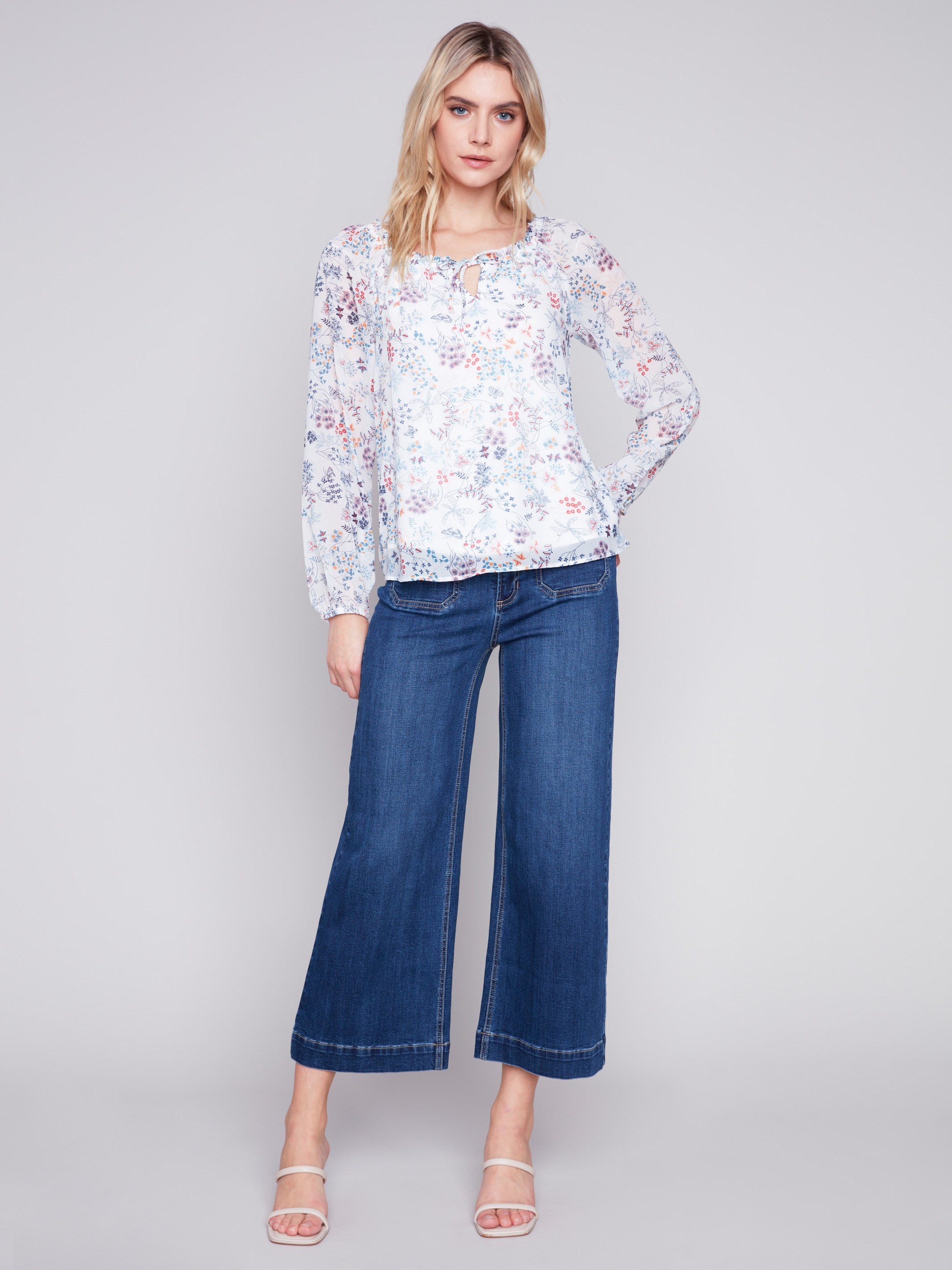 Printed Chiffon Blouse - Blossom - Charlie B Collection Canada - Image 3