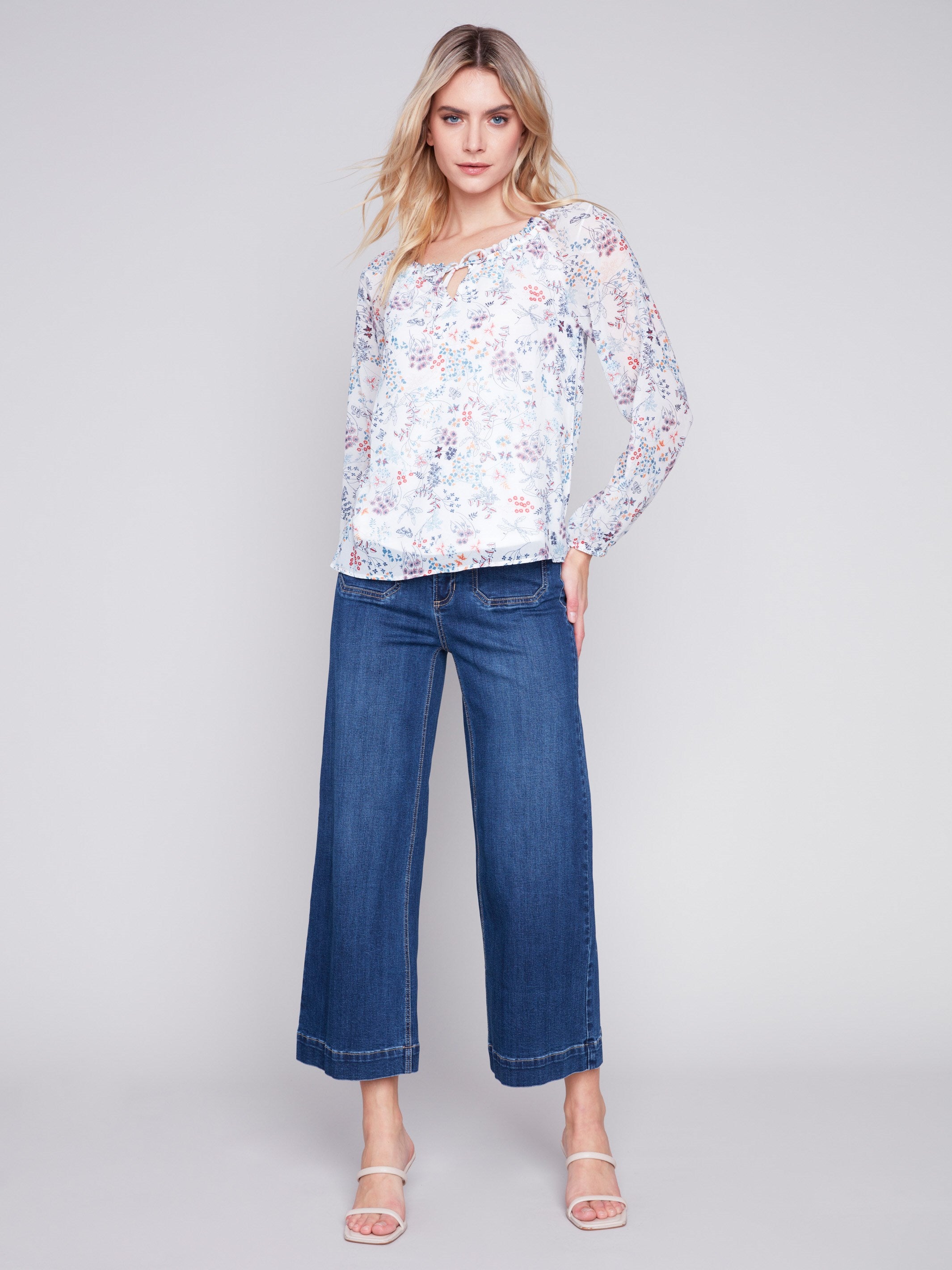 Printed Chiffon Blouse - Blossom - Charlie B Collection Canada - Image 4