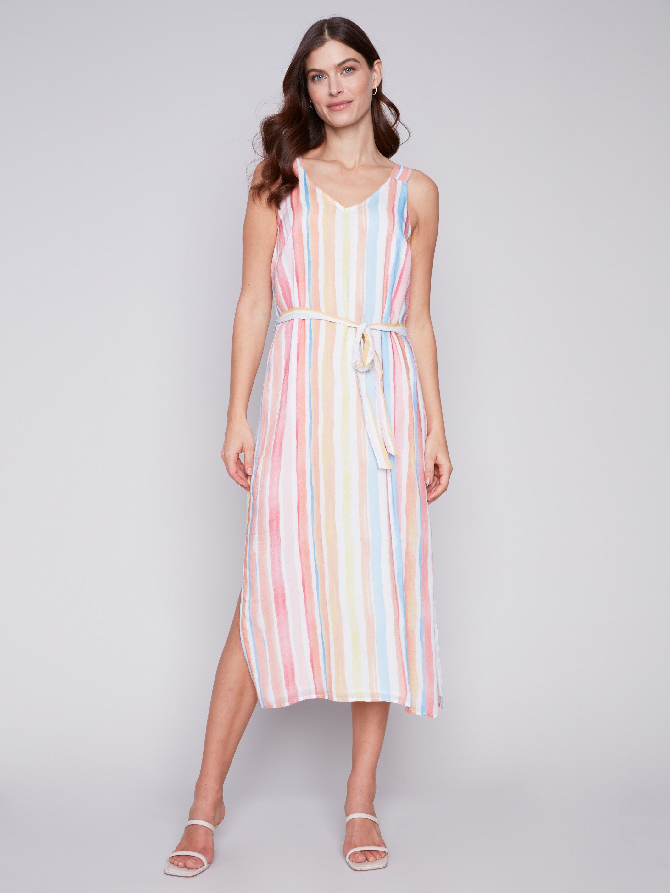 Printed Chiffon Dress - Stripes - Charlie B Collection Canada - Image 1