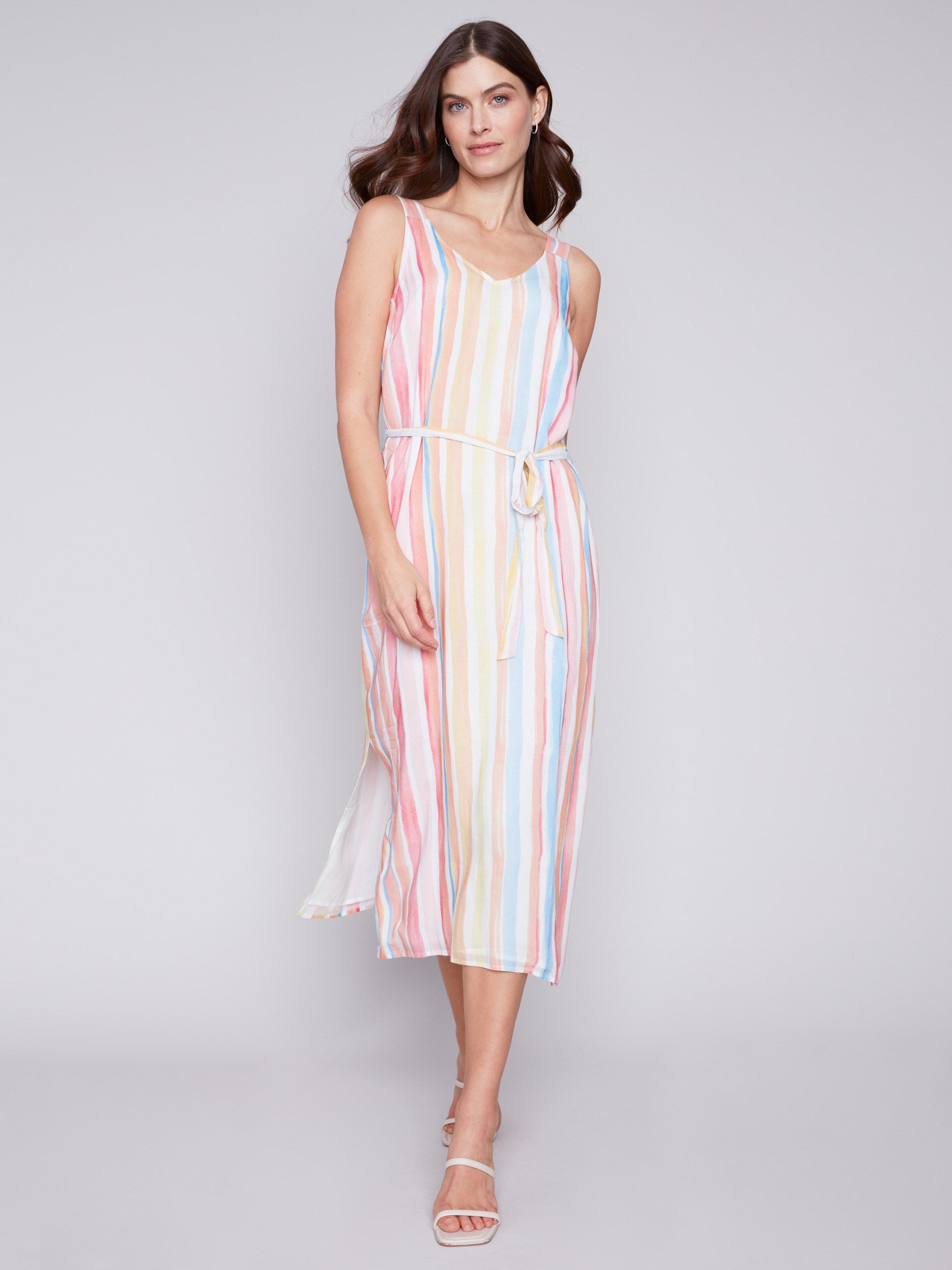 Printed Chiffon Dress - Stripes - Charlie B Collection Canada - Image 4