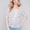 Printed Cotton Gauze Blouse - Hearts - Charlie B Collection Canada - Image 1