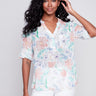 Printed Cotton Gauze Blouse - Lotus - Charlie B Collection Canada - Image 1