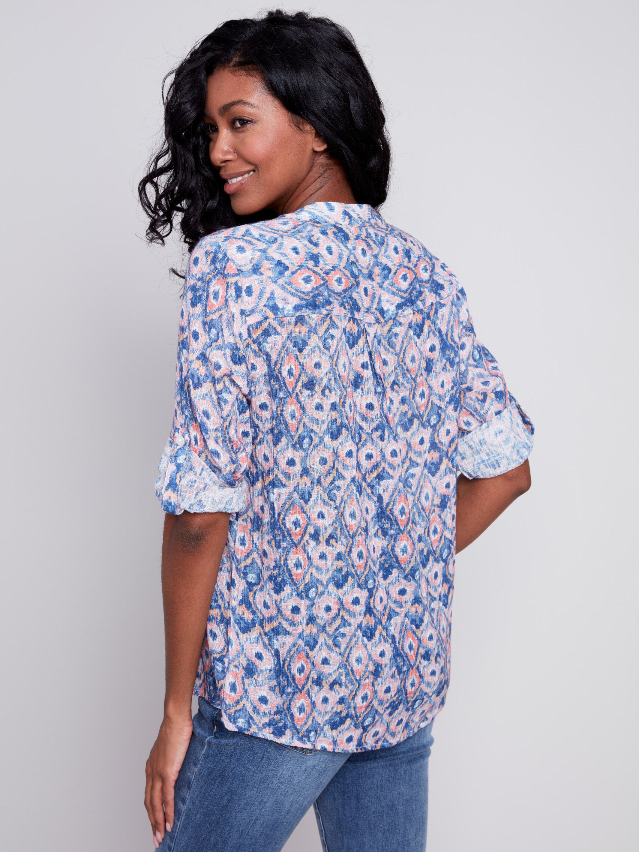 Printed Cotton Gauze Blouse - Treasure - Charlie B Collection Canada - Image 4