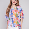 Printed Cotton Gauze Blouse with Side Tie - Multicolor - Charlie B Collection Canada - Image 1