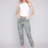 Printed Crinkle Cargo Jogger Pants - Celadon - Charlie B Collection Canada - Image 1