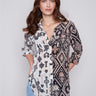 Printed Crinkle Georgette Blouse - Damask - Charlie B Collection Canada - Image 1