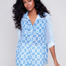 Printed Crinkle Georgette Blouse - Geo - Charlie B Collection Canada - Image 1
