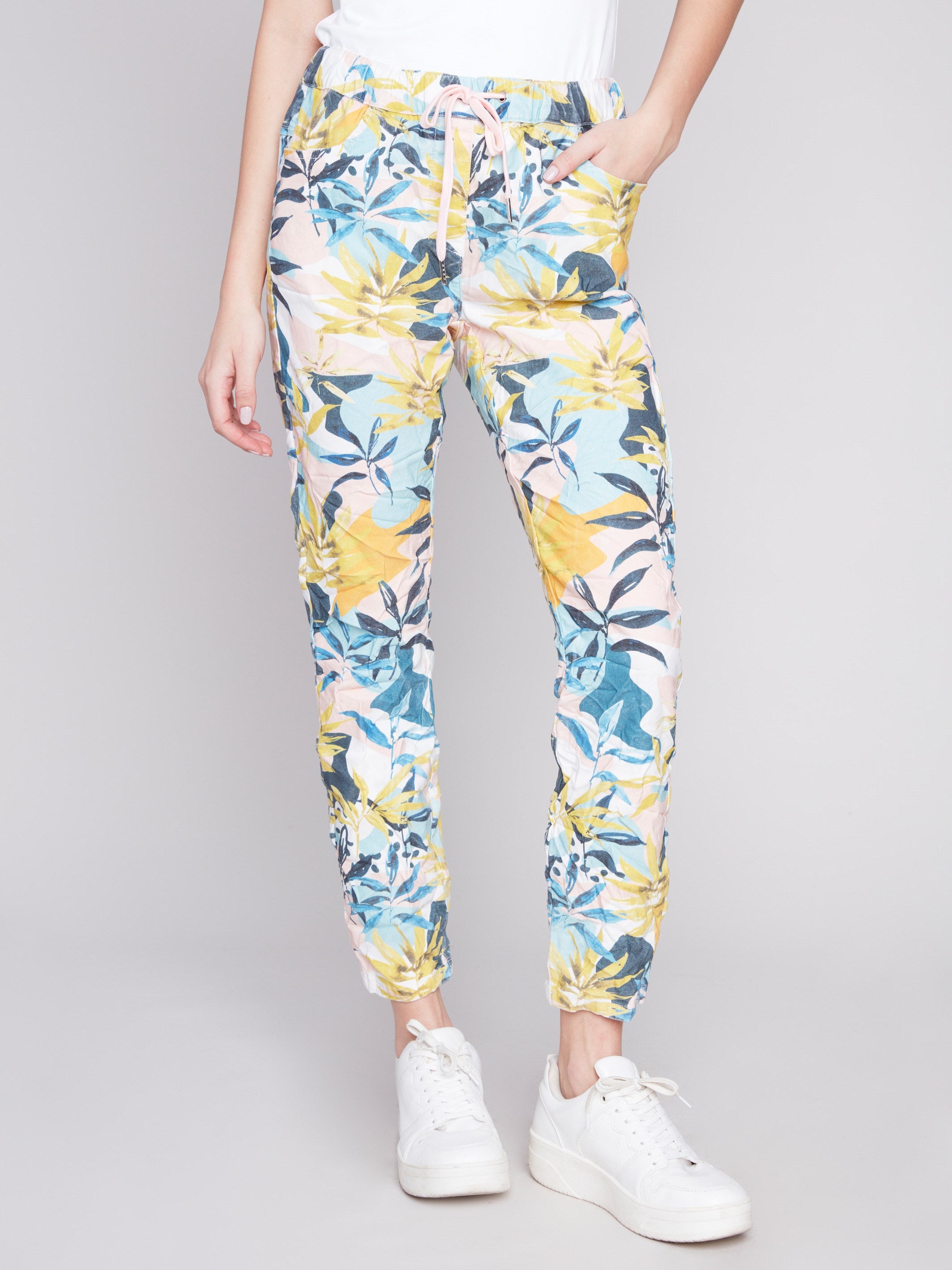 Printed Crinkle Jogger Pants - Resort - Charlie B Collection Canada - Image 2