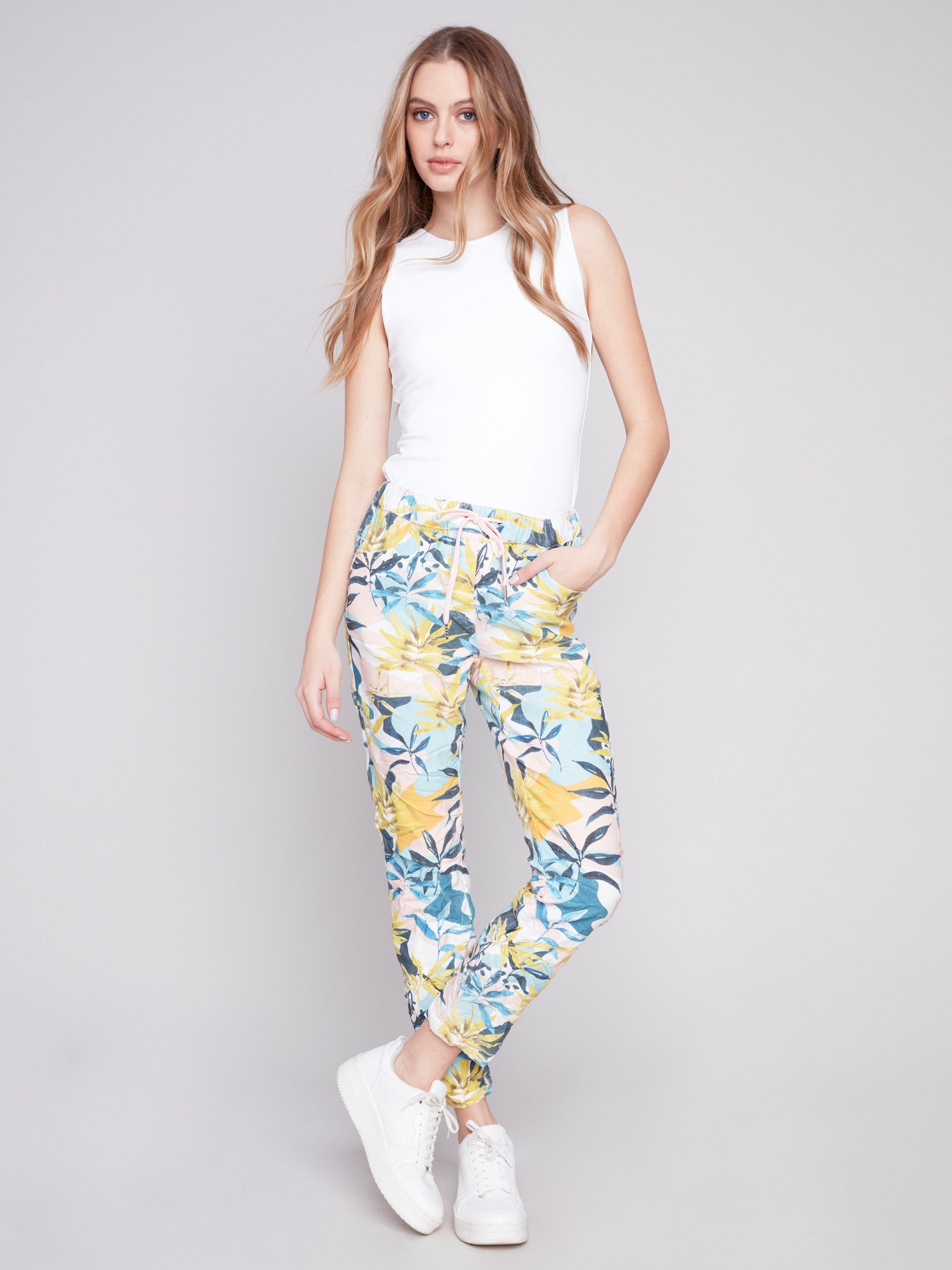 Printed Crinkle Jogger Pants - Resort - Charlie B Collection Canada - Image 4