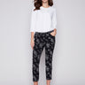 Printed Crinkle Jogger Pants - Leaves - Charlie B Collection Canada - Image 1