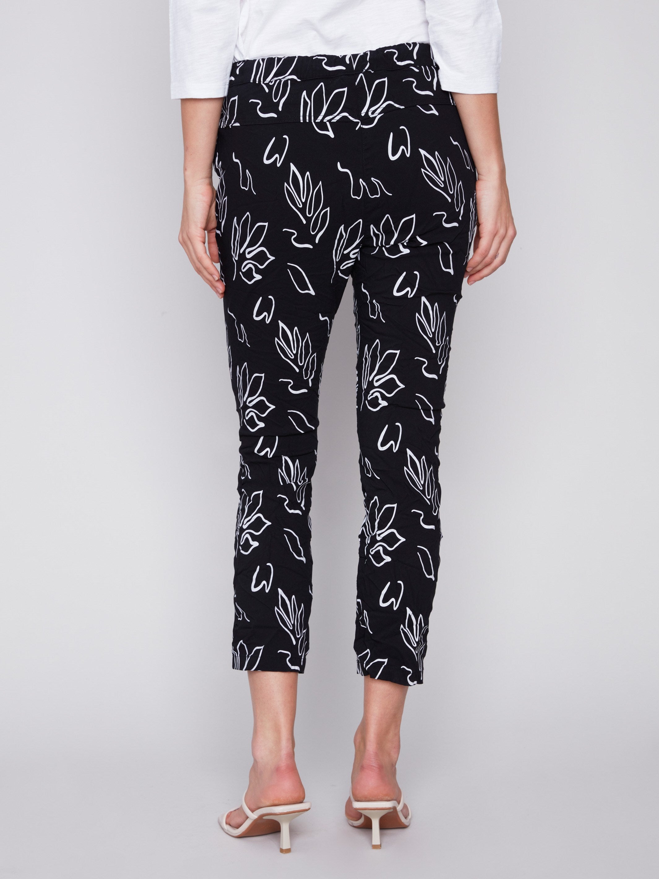 Printed Crinkle Jogger Pants - Leaves - Charlie B Collection Canada - Image 3