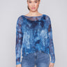 Printed Crinkle Mesh Top - Denim - Charlie B Collection Canada - Image 1