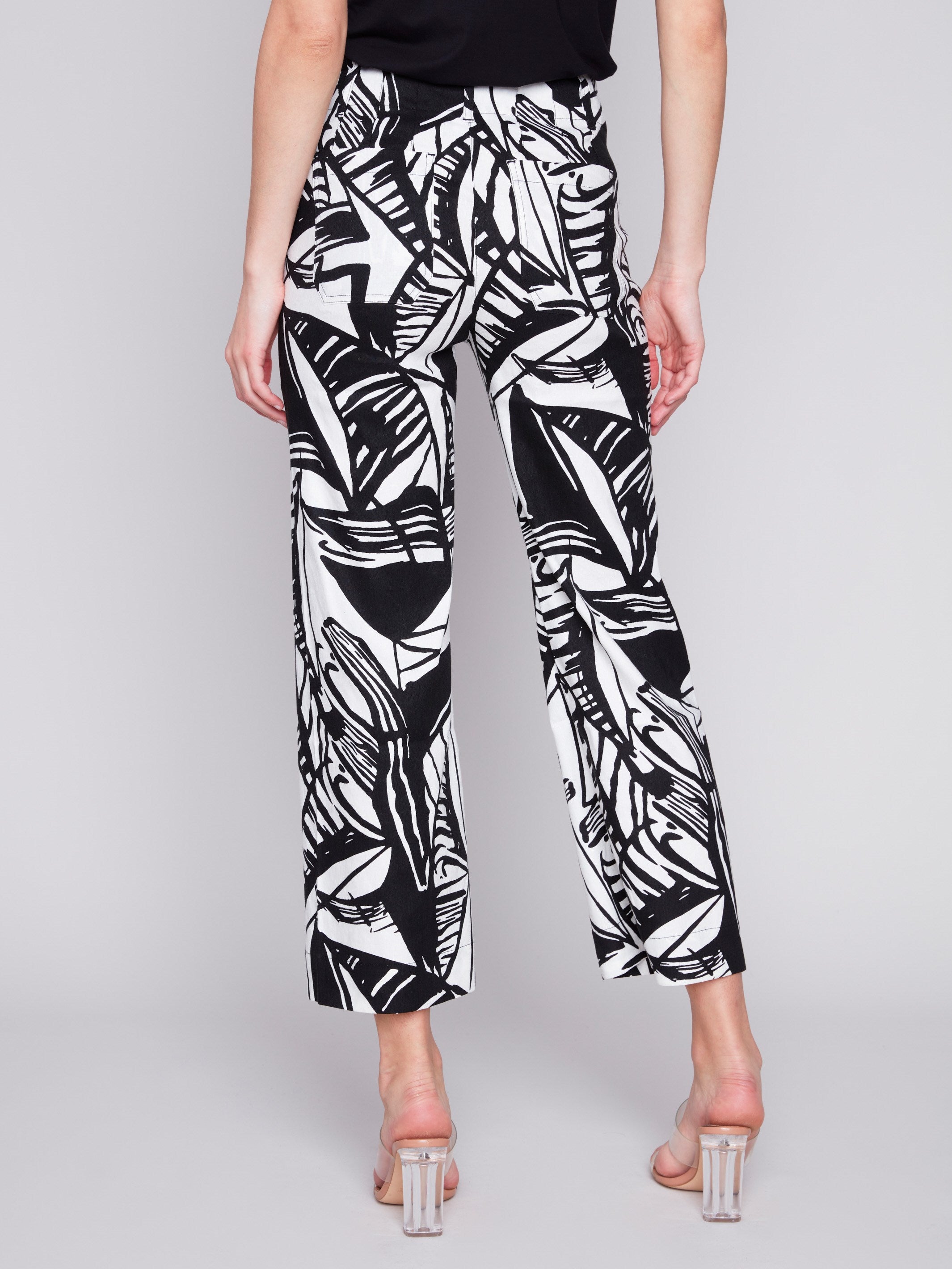 Printed Cropped Linen Blend Pants - Breeze - Charlie B Collection Canada - Image 3