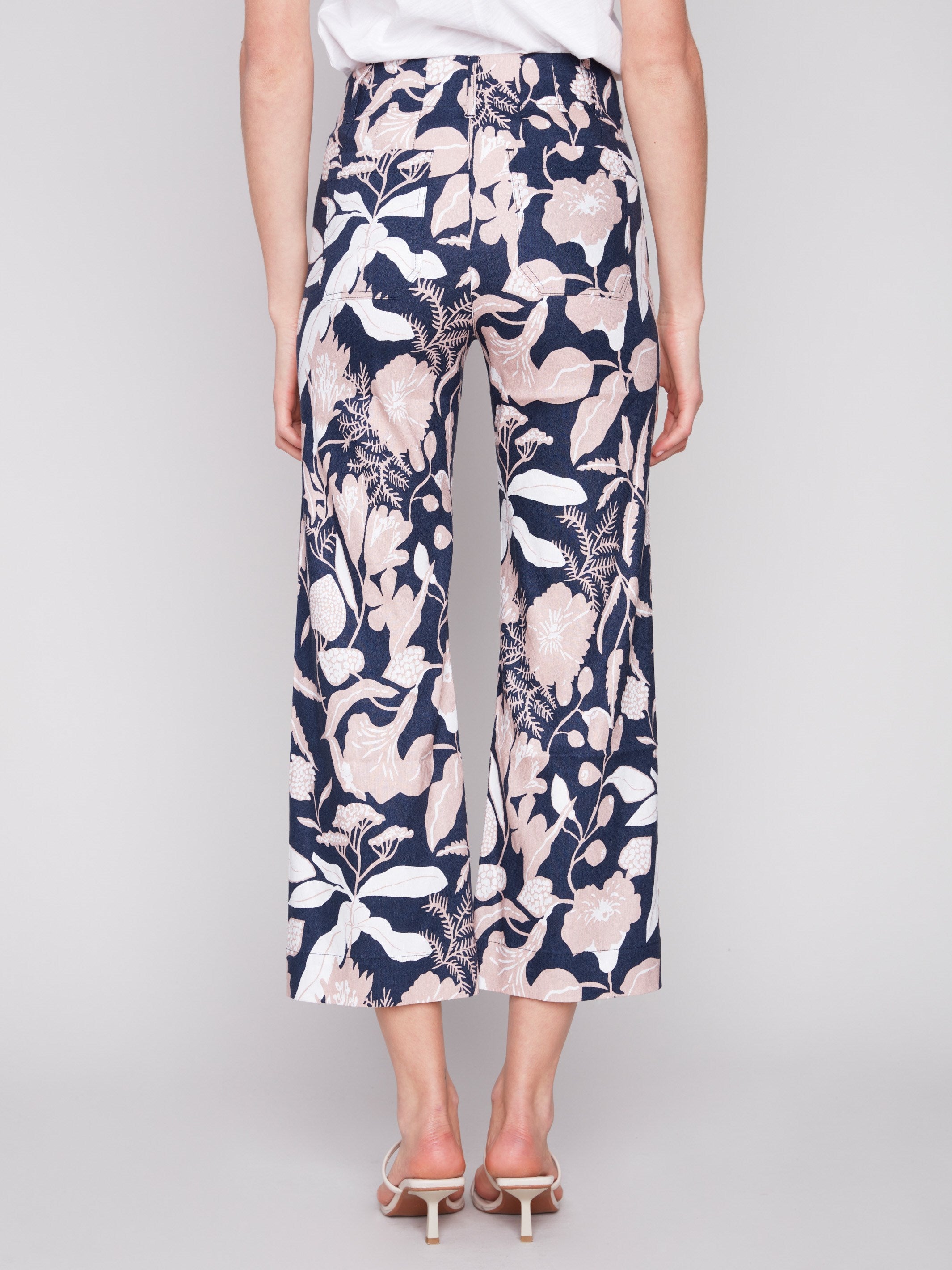 Printed Cropped Linen Blend Pants - Flourish - Charlie B Collection Canada - Image 3