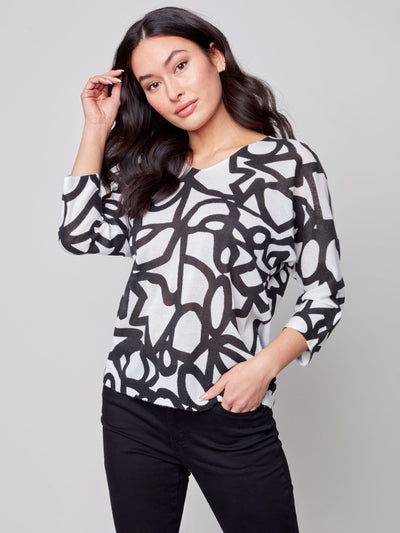 Printed Dolman Sweater - Pepper - C2219 Charlie B Collection Canada