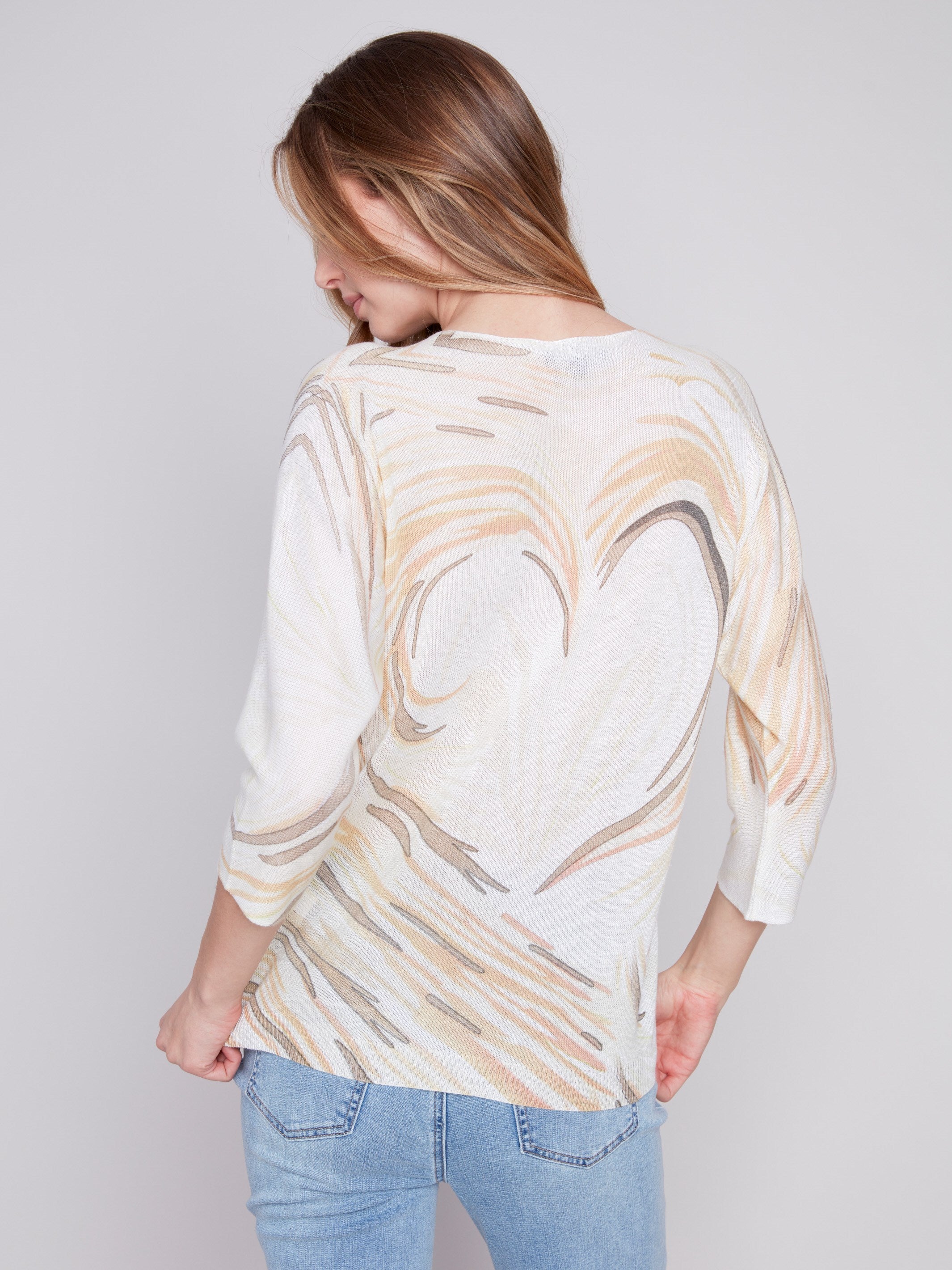 Printed Dolman Sweater - Stone - Charlie B Collection Canada - Image 2