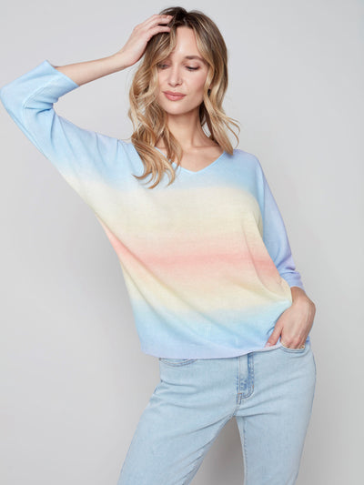 Printed Dolman Sweater - Sunrise - C2219 Charlie B Collection Canada