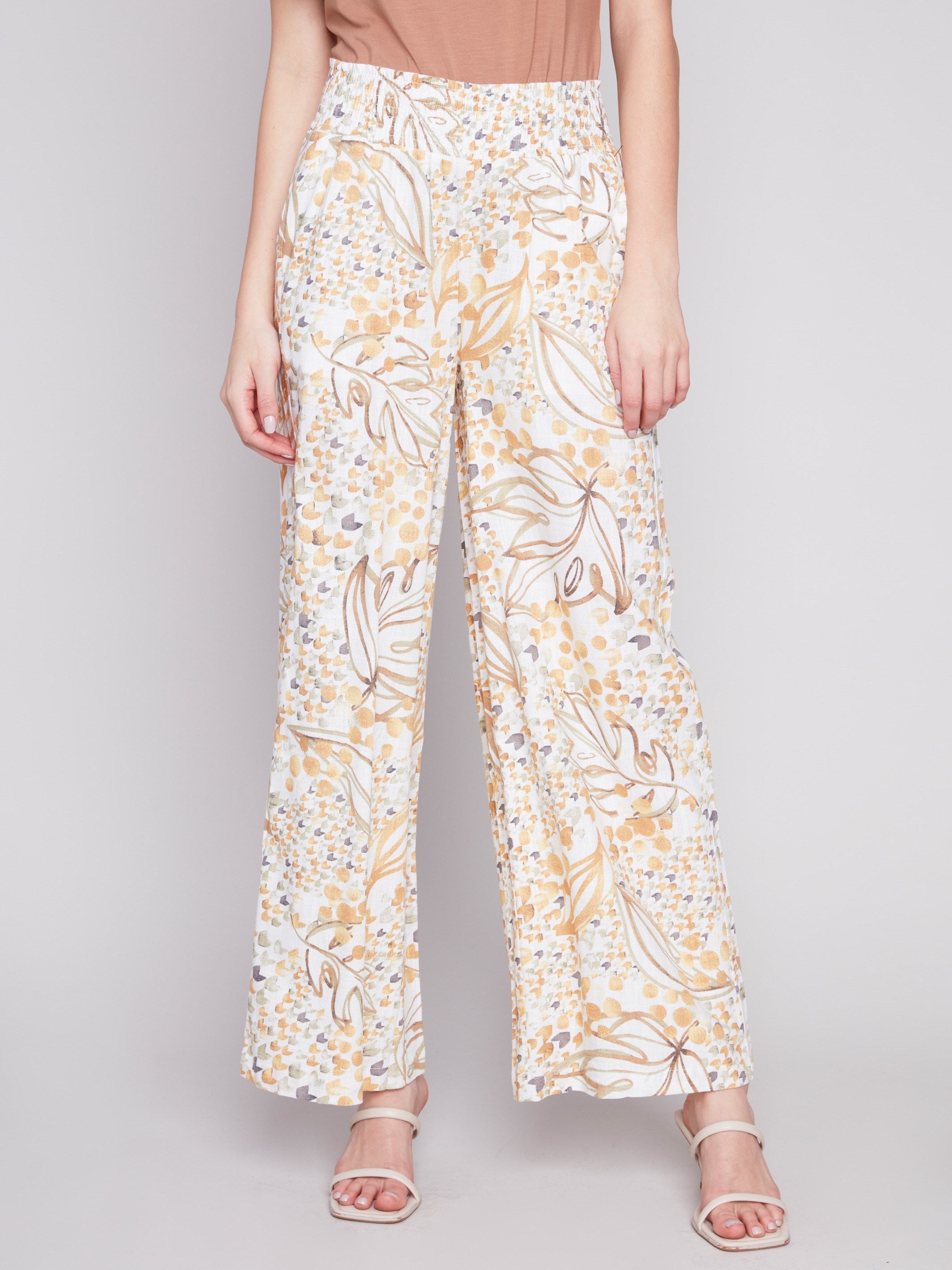 Printed Elastic Waist Pull-On Pants - Dune - Charlie B Collection Canada - Image 2