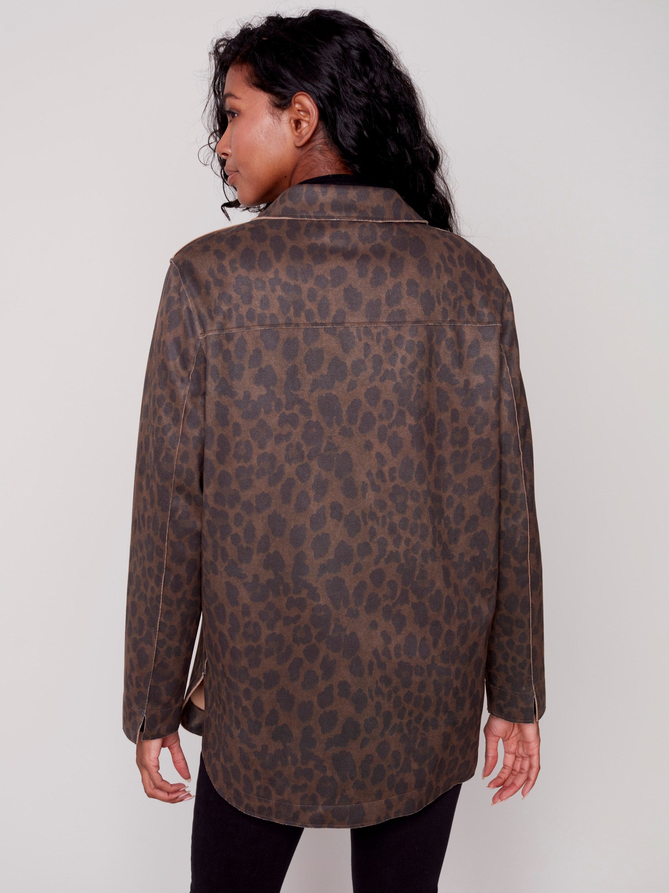 Manteau-chemise en suédine imprimé - Animal