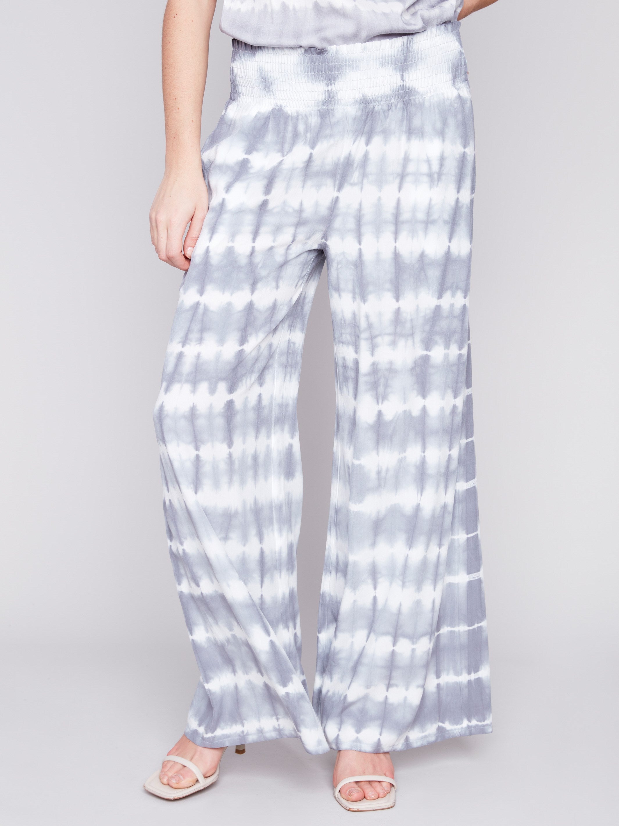 Printed Flowy Palazzo Pants - Ceramic - Charlie B Collection Canada - Image 3
