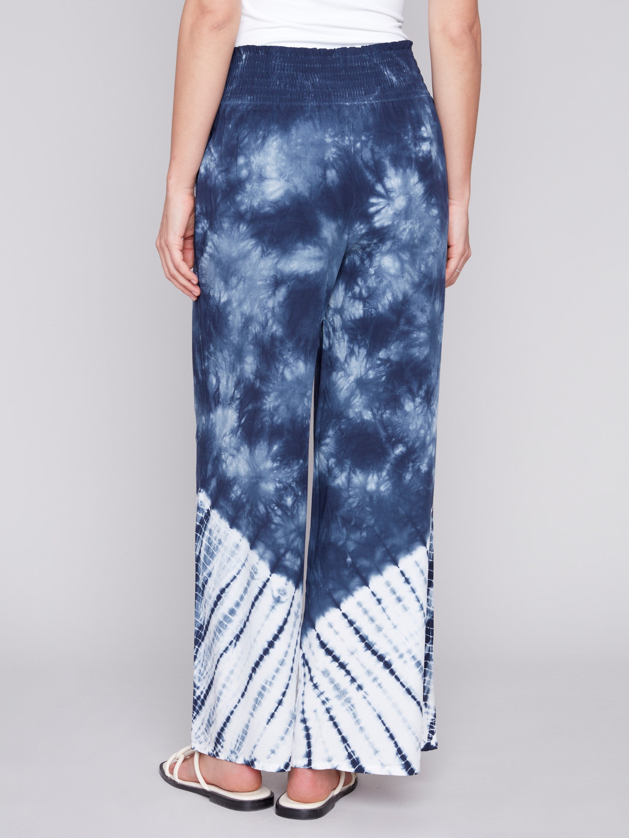 Printed Flowy Palazzo Pants - Navy - Charlie B Collection Canada - Image 3