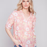 Printed Half-Button Blouse - Cosmos - Charlie B Collection Canada - Image 1
