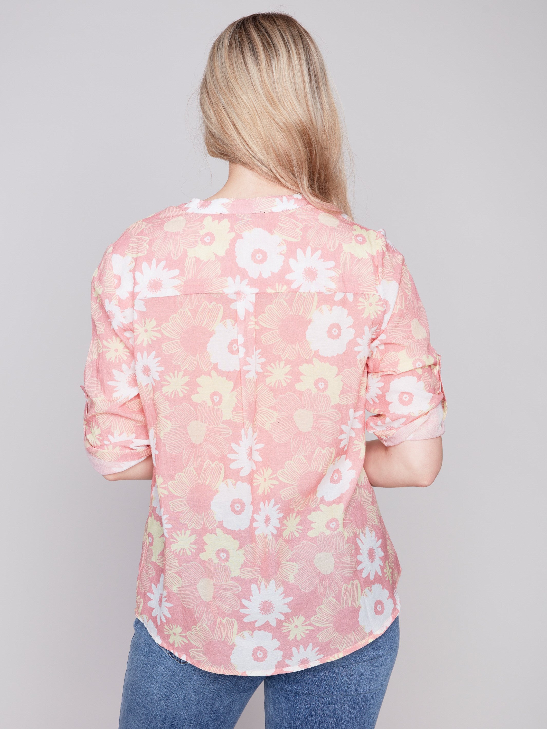 Printed Half-Button Blouse - Cosmos - Charlie B Collection Canada - Image 2