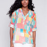Printed Half-Button Blouse - Mosaic - Charlie B Collection Canada - Image 1