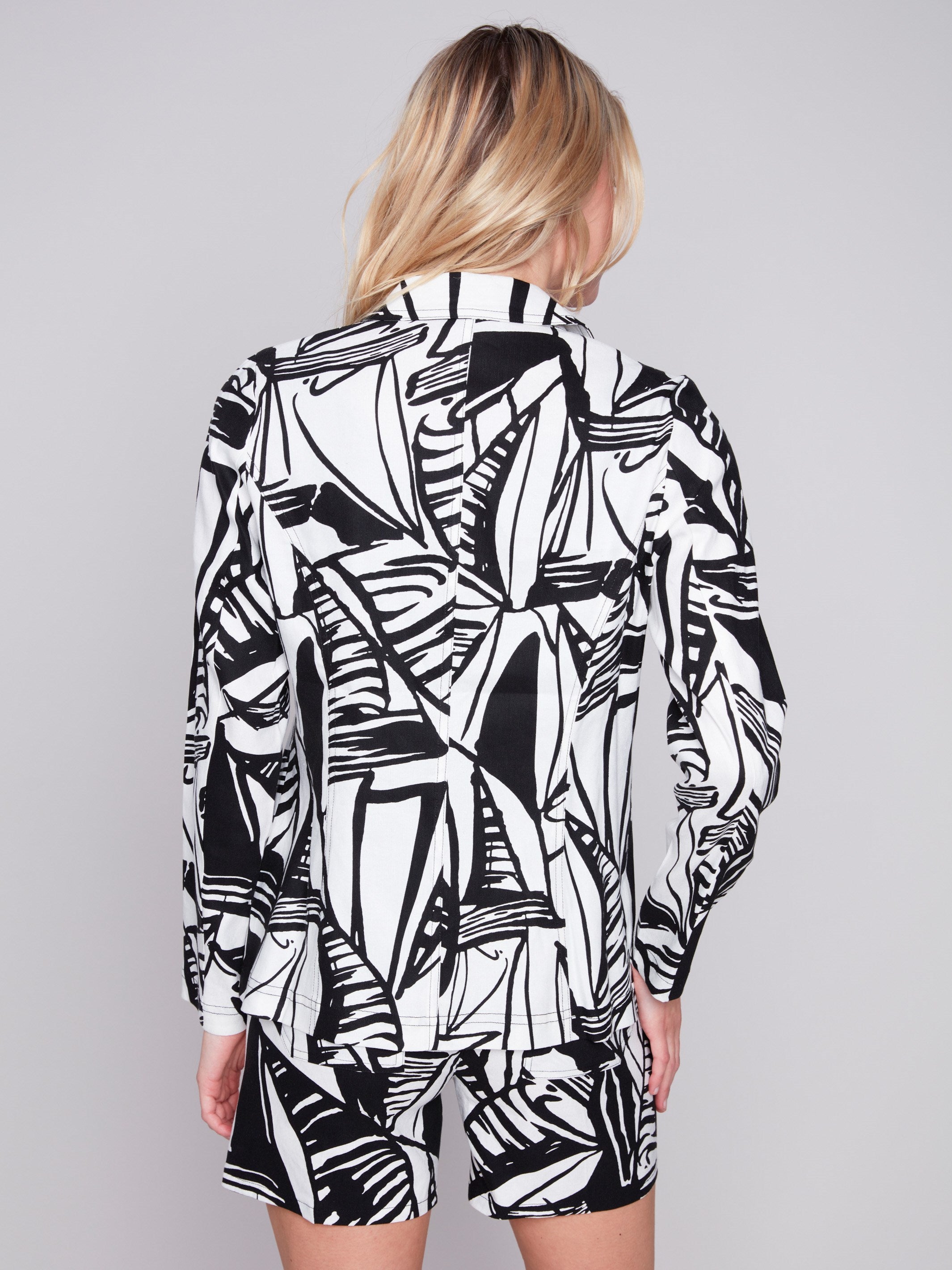 Charlie B Versaillis Navy/White Print Linen Jacket main image 1