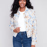 Printed Linen Blend Jacket - Seaside - Charlie B Collection Canada - Image 1