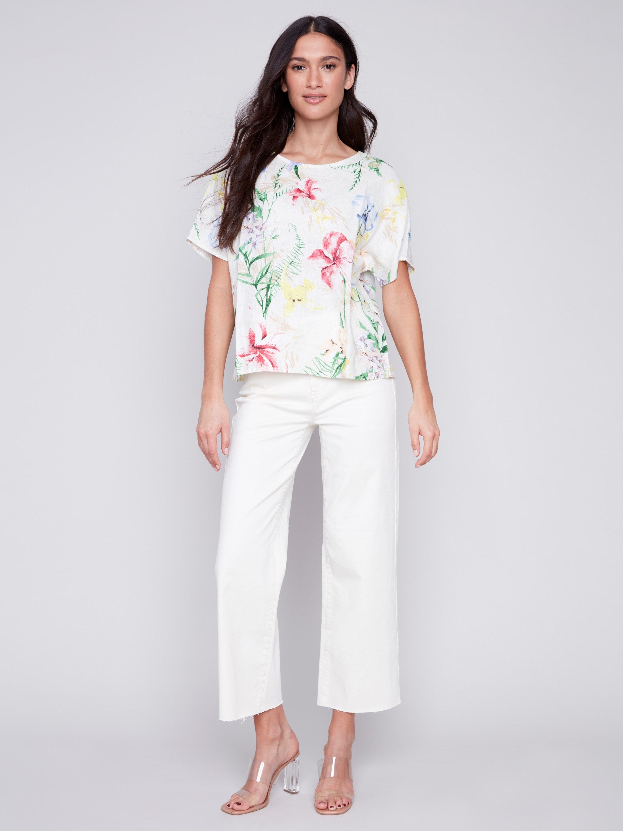 Printed Linen Dolman Top - Wildflower - Charlie B Collection Canada - Image 3