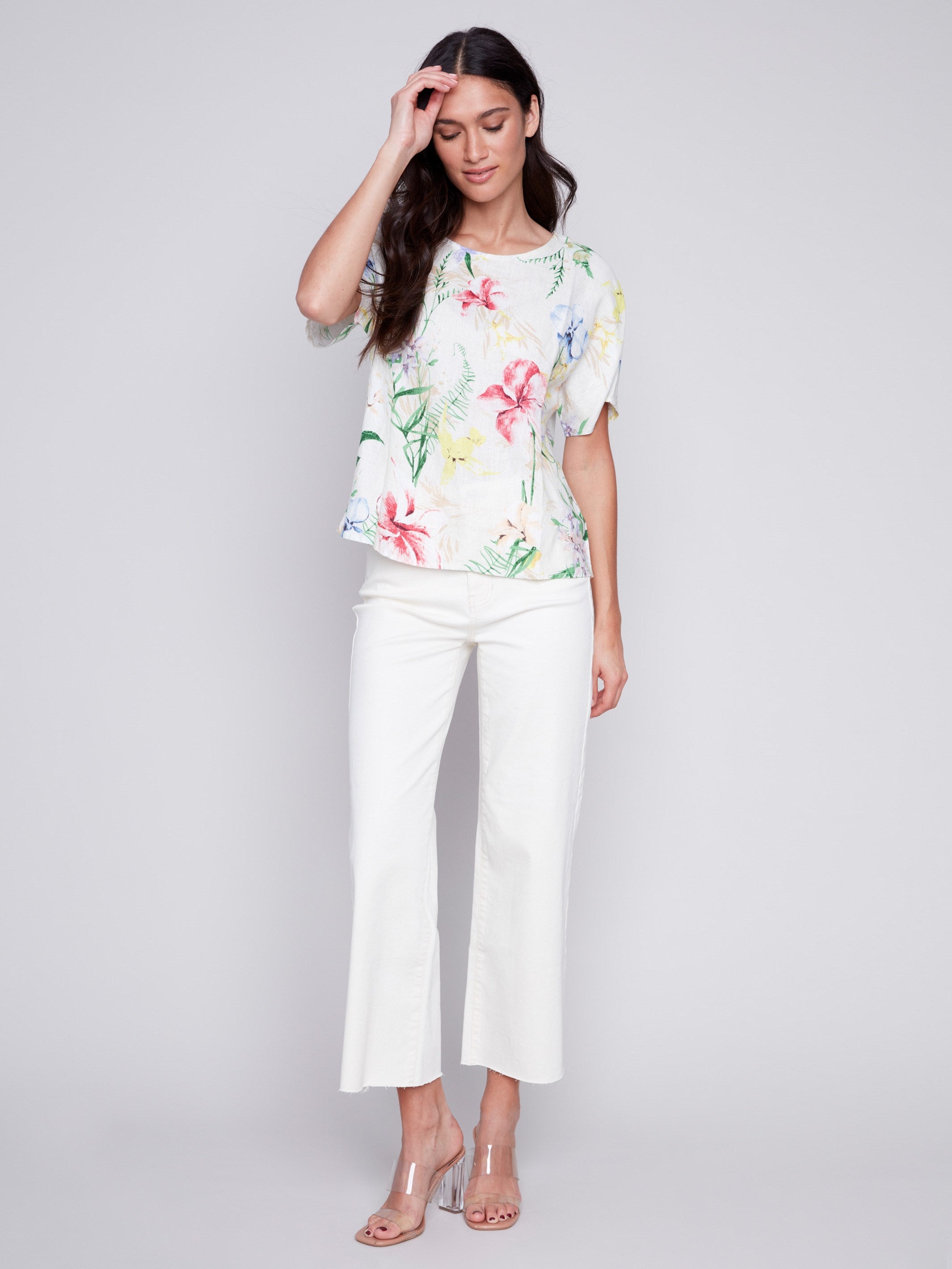 Printed Linen Dolman Top - Wildflower - Charlie B Collection Canada - Image 4