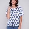 Printed Linen Dolman Top - Dots - Charlie B Collection Canada - Image 1