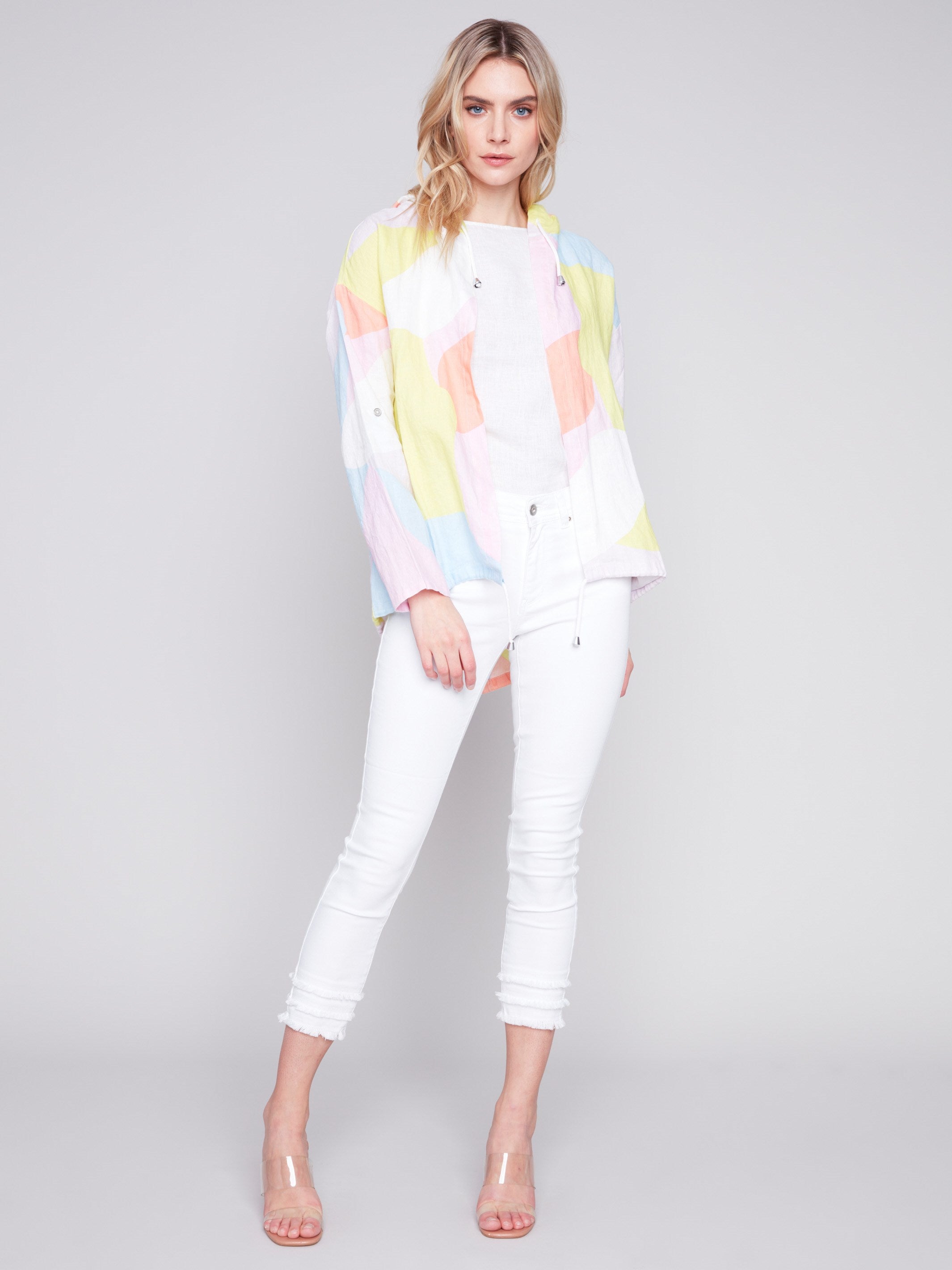 Printed Linen Duster Jacket - Graffiti - Charlie B Collection Canada - Image 3