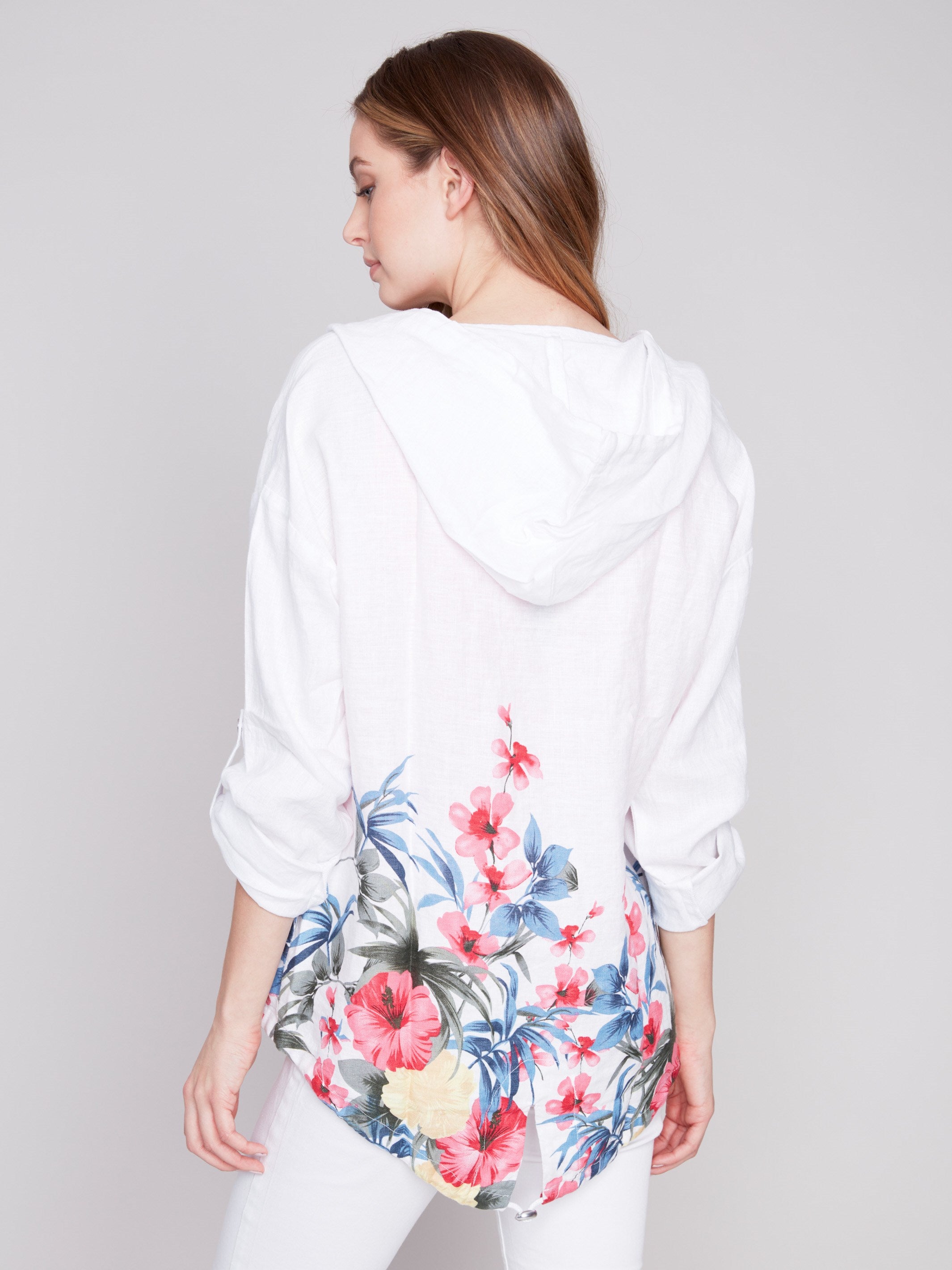 Printed Linen Duster Jacket - Maui - Charlie B Collection Canada - Image 2