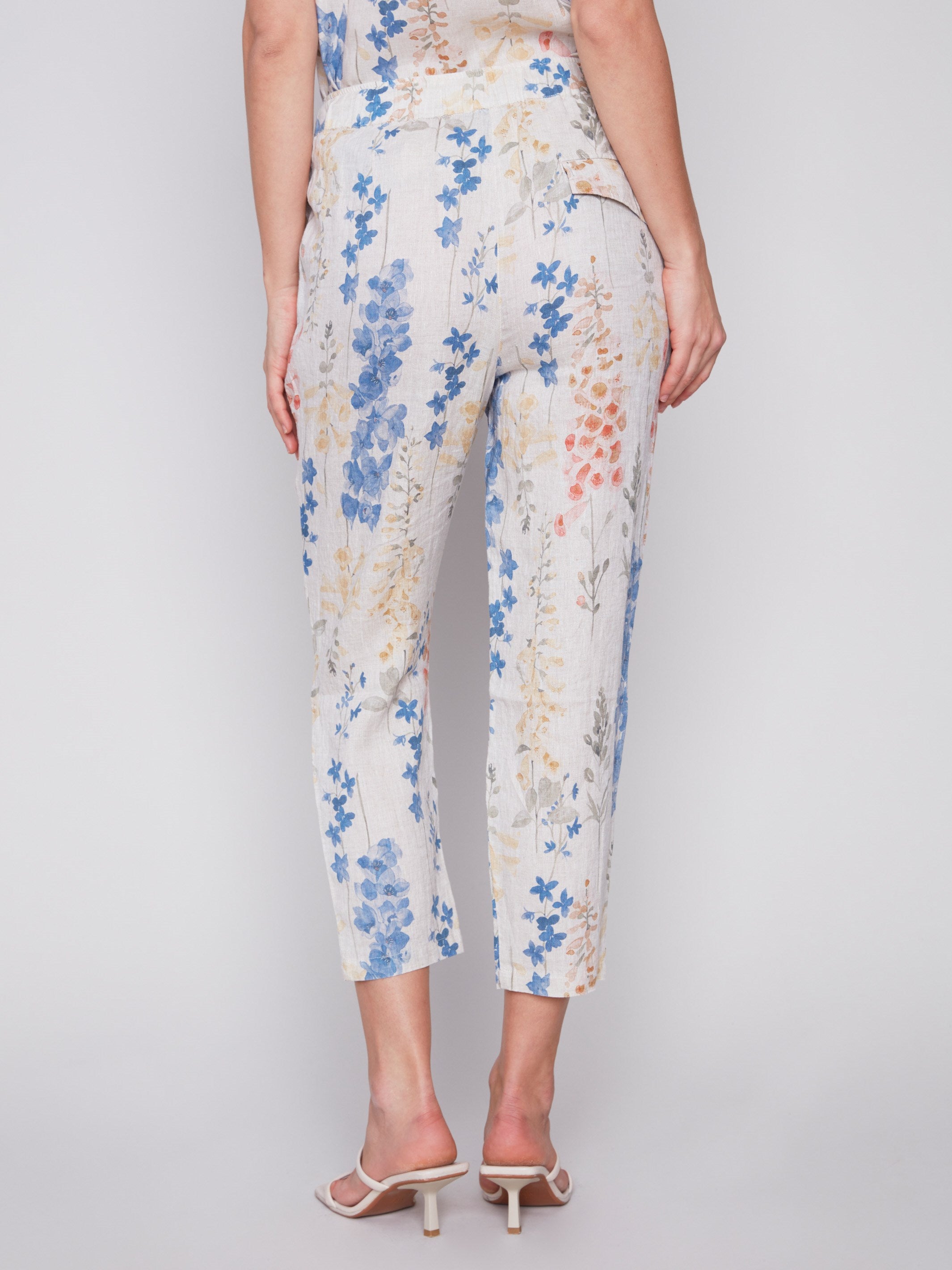 Printed Linen Pull-On Pants - Garden - Charlie B Collection Canada - Image 3